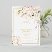 PixDezines H2 Hydrangeas Blush Rozen Baptisme Folie Uitnodiging (Staand Voorkant)