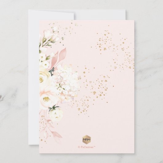 PixDezines H2 Hydrangeas Blush Rozen Baptisme Kaart (Achterkant)