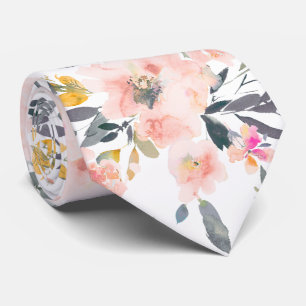 PixDezines H2 Lente Bloemen Blozend Grijs Stropdas