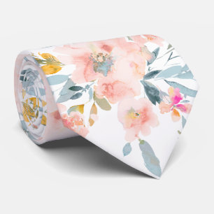 PixDezines H2 Lente Bloemen Blush+Blauw Stropdas