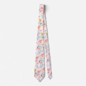 PixDezines H2 Lente Bloemen Blush en Blauw Stropdas (Voorkant)