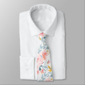 PixDezines H2 Lente Bloemen Blush en Blauw Stropdas (Gebonden)