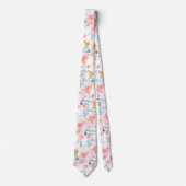 PixDezines H2 Lente Bloemen Blush en Blauw Stropdas (Voorkant)