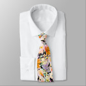 PixDezines H2 Lente Bloemen Blush Mosterd Stropdas (Gebonden)