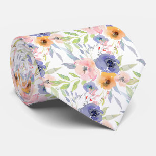 PixDezines H2 Lente Bloemen Blush Oranje Paars Stropdas