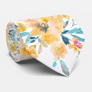 PixDezines H2 Lente Bloemen Gele Rozen Stropdas