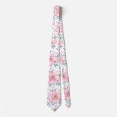 PixDezines H2 Lente Bloemen Roze Blauw Stropdas (Voorkant)