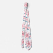 PixDezines H2 Lente Bloemen Roze Blauw Stropdas (Achterkant)
