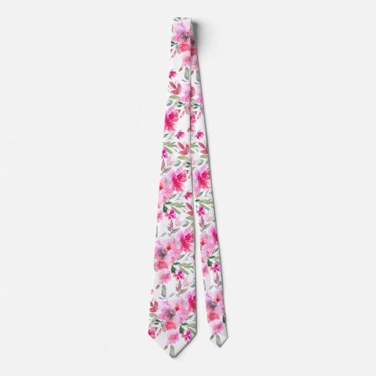 PixDezines H2 Lente Bloemen Roze Rood Stropdas (Voorkant)