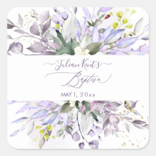 PixDezines H2 Lila Paars Eucalyptus Baptism Squa Vierkante Sticker