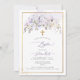 PixDezines H2 Lila Paarse Bloemen Doop Kaart