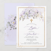 PixDezines H2 Lila Purple Flowers Baptisme Kaart (Voorkant / Achterkant)