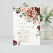 PixDezines H2 Marsala Red Autumn Vrijgezellenfeest Kaart (Staand voorkant)