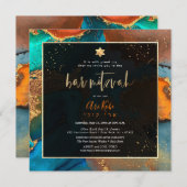 PixDezines H2 Moderne Galaxy Abstracte Bar Mitzvah Kaart (Voorkant / Achterkant)