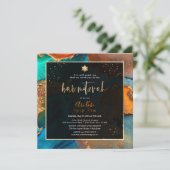 PixDezines H2 Moderne Galaxy Abstracte Bar Mitzvah Kaart (Staand voorkant)