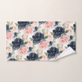 PixDezines H2 Navy Blauwe Roze Rozen Bad Handdoek (Handdoek)