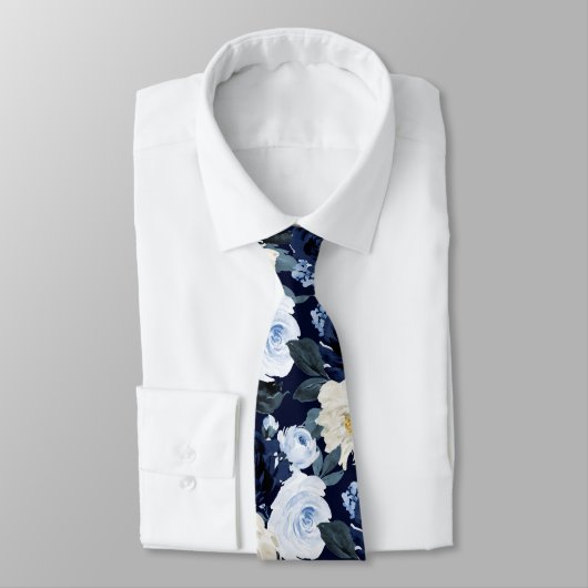 PixDezines H2 Navy+Dusty Blue Rozen Stropdas (Gebonden)