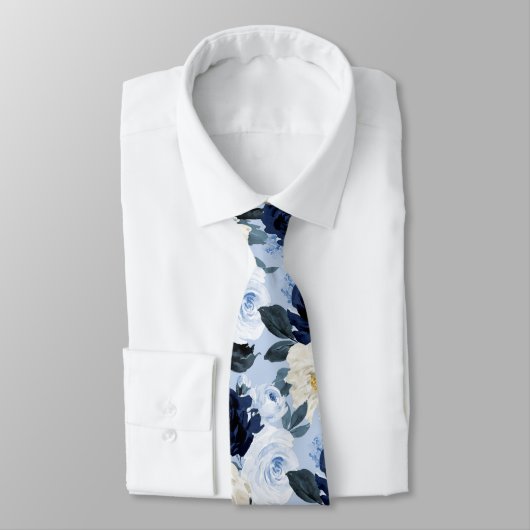 PixDezines H2 Navy+Dusty Blue Rozen Stropdas (Gebonden)