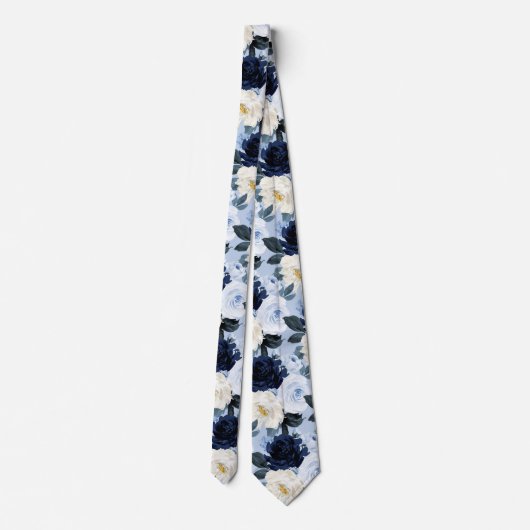 PixDezines H2 Navy+Dusty Blue Rozen Stropdas (Achterkant)