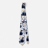 PixDezines H2 Navy+Dusty Blue Rozen Stropdas (Voorkant)