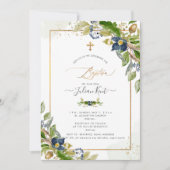 PixDezines H2 Oak in Berry Baptism Uitnodiging (Voorkant)