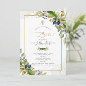 PixDezines H2 Oak in Berry Baptism Uitnodiging (Staand voorkant)