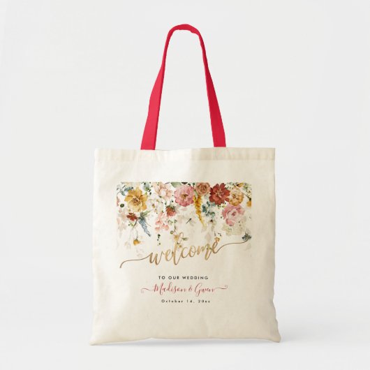 PixDezines H2 Oranje Herfst Garden Flowers Welkom Tote Bag (Voorkant)