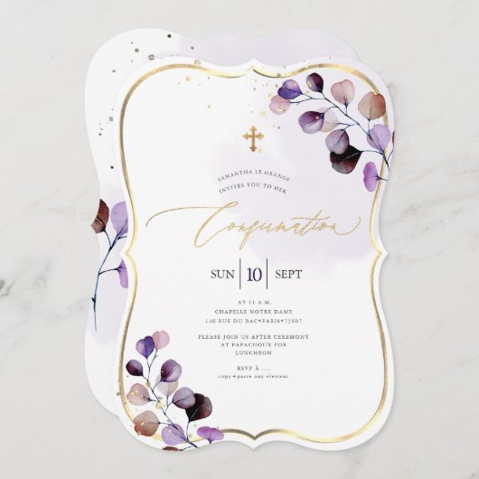 PixDezines H2 Paarse Eucalyptusbevestiging Kaart (Voorkant / Achterkant)