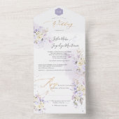 PixDezines H2 Paarse Hyde Stof Paarse Rozen All In One Uitnodiging (Binnen)