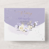 PixDezines H2 Paarse Hyde Stof Paarse Rozen All In One Uitnodiging (Achterkant)