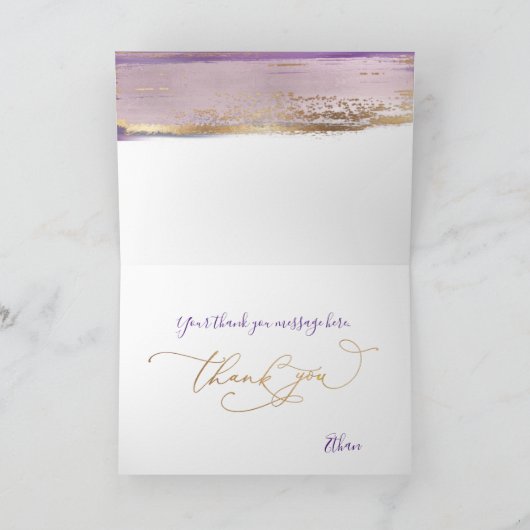 PixDezines H2 Paarse Mauve Mitzvah ✡ Bedankt Kaart (Binnen)