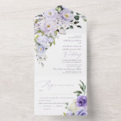 PixDezines H2 Paarse Rozen All In One Uitnodiging (Binnen)