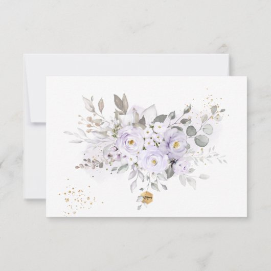 PixDezines H2 Paarse Rozen Communie Bedankt Kaart (Achterkant)