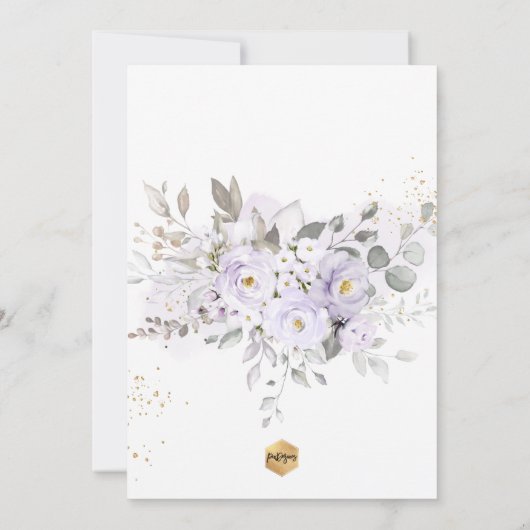 PixDezines H2 Paarse Rozen Eerste Heilige Communie Kaart (Achterkant)