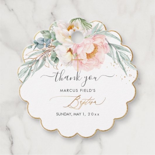 PixDezines H2 Peonies Eucalyptus Baptisme Bedankjes Labels (Voorkant)