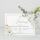 PixDezines H2 Peonies Eucalyptus Christening Kaart (Staand voorkant)