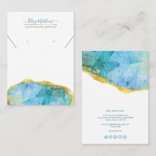 PixDezines H2 Quartz Crystal Aqua Blue Gold Visitekaartje
