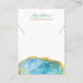 PixDezines H2 Quartz Crystal Aqua Blue Ketting Visitekaartje (Voorkant)