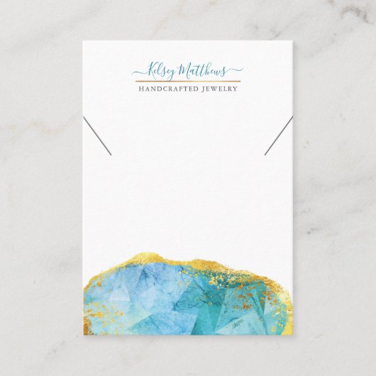 PixDezines H2 Quartz Crystal Aqua Blue Ketting Visitekaartje (Voorkant)