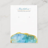 PixDezines H2 Quartz Crystal Aqua Blue Oorbellen Visitekaartje (Voorkant)