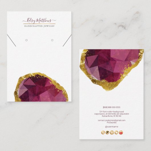 PixDezines H2 Quartz Crystal Granaat Rood Visitekaartje (Voorkant / Achterkant)