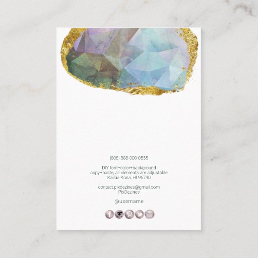 PixDezines H2 Quartz Crystal Ombre Blue Paars Visitekaartje (Achterkant)