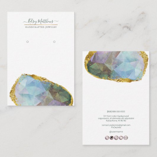 PixDezines H2 Quartz Crystal Ombre Blue Paars Visitekaartje (Voorkant / Achterkant)
