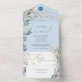 PixDezines H2 Robuust Blue Eucalyptus Gold All In One Uitnodiging (Binnen)