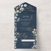 PixDezines H2 Robuust Blue Eucalyptus Gold All In One Uitnodiging (Binnen)