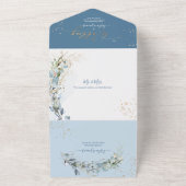 PixDezines H2 Robuust Blue Eucalyptus Gold All In One Uitnodiging (Buitenkant)