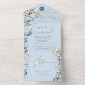 PixDezines H2 Robuust Blue Eucalyptus Gold All In One Uitnodiging (Binnen)