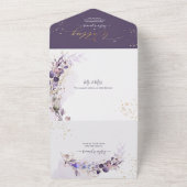 PixDezines H2 Robuust Paarse Eucalyptus Gold All In One Uitnodiging (Buitenkant)