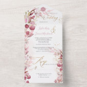 PixDezines H2 Robuust Roos Eucalyptus Gold All In One Uitnodiging (Binnen)