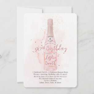 PixDezines H2 Roze Champagne 90 Birthday Kaart